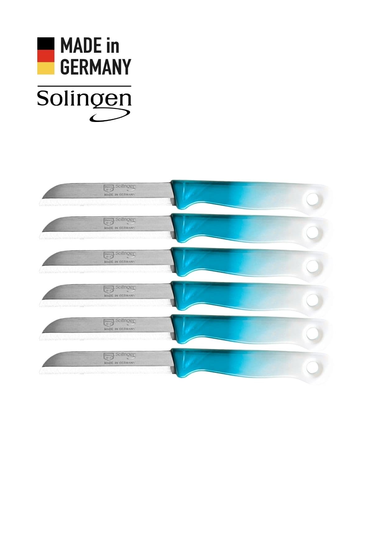 Solingen 6’lı Tırtıklı Geçişli Turkuaz Meyve Bıçağı