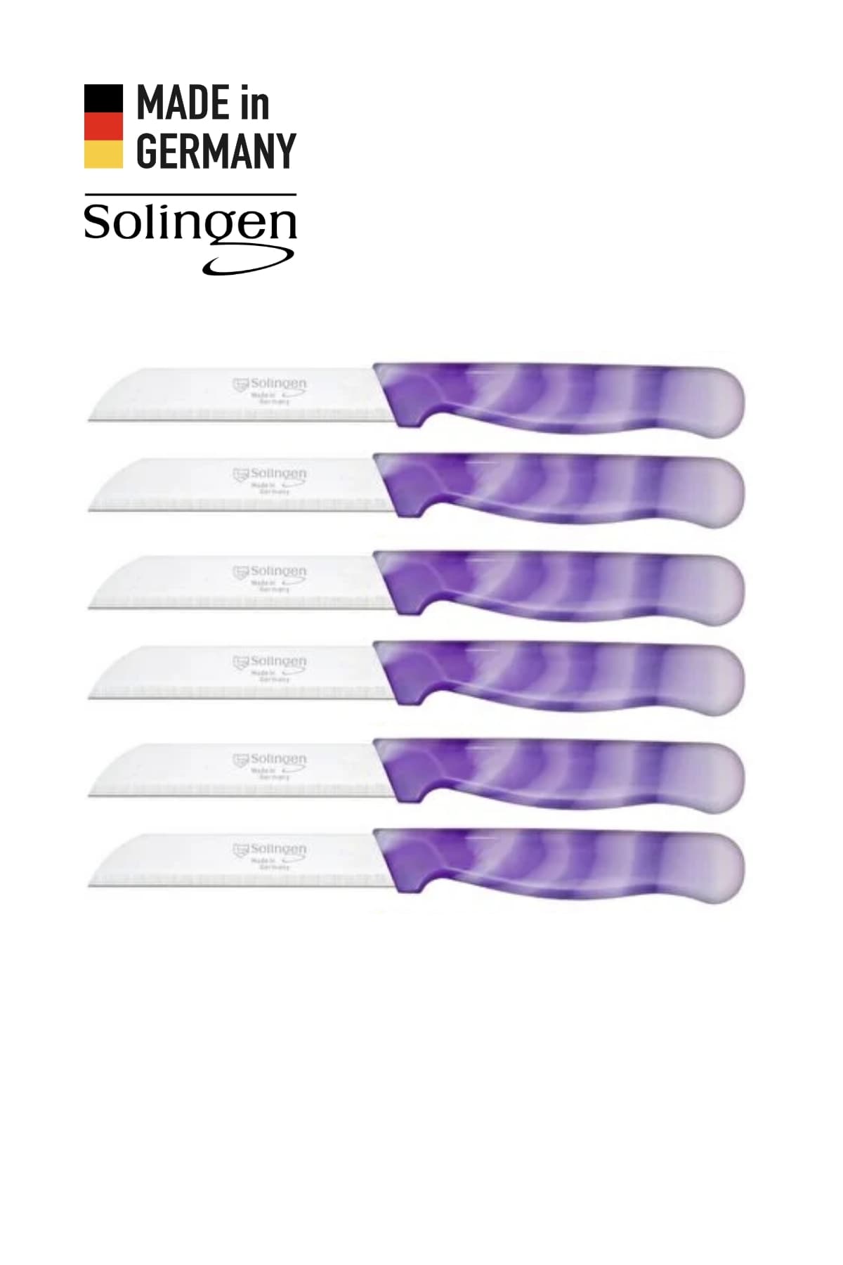 Solingen 6’lı Tırtıklı Ebruli Mor Meyve Bıçağı
