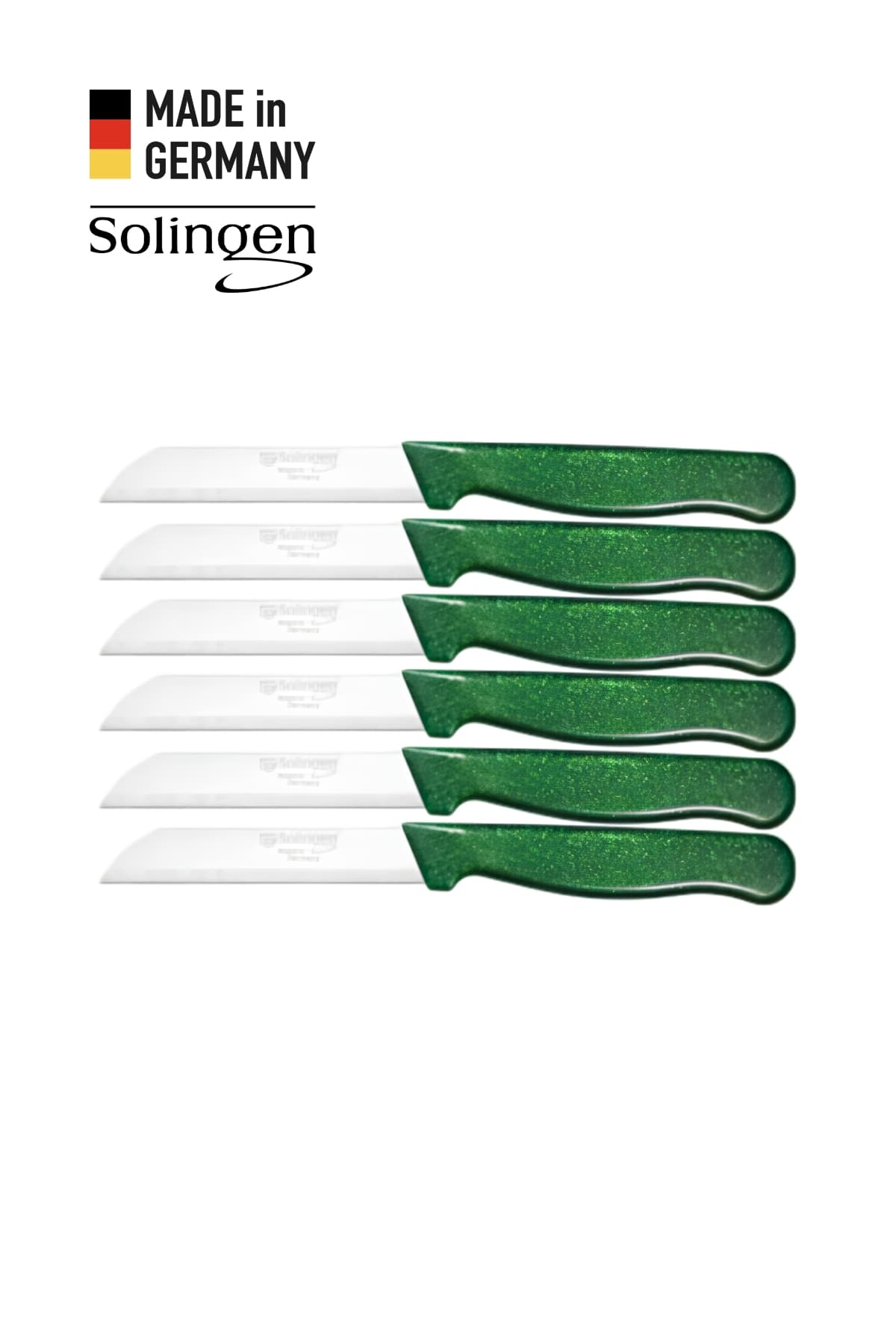 Solingen 6'lı Tırtıklı Simli Yeşil Meyve Bıçağı