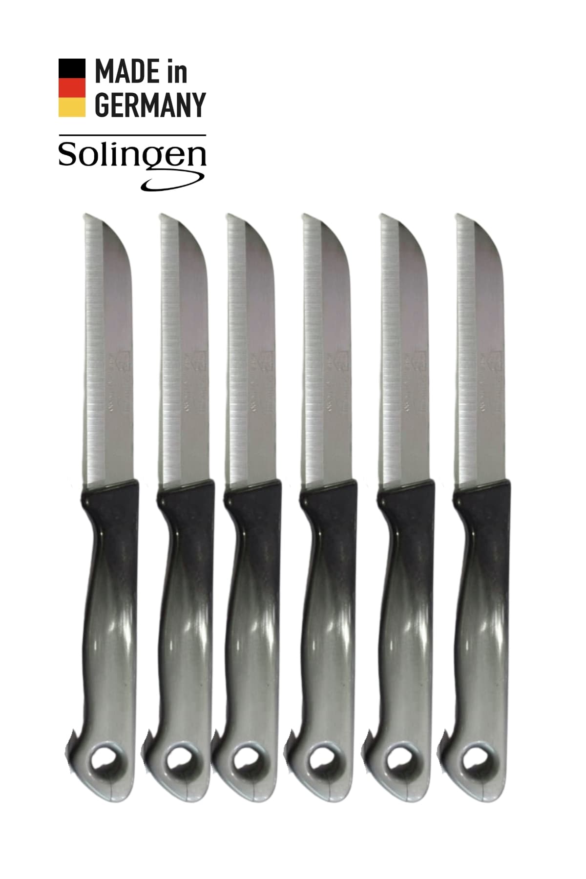 Solingen 6’lı Düz Ağız Siyah Gri Meyve Bıçağı