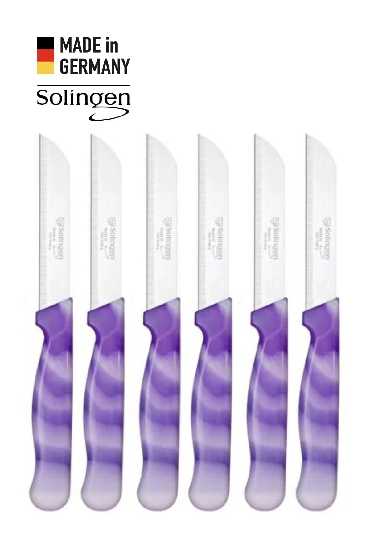 Solingen 6’lı Tırtıklı Ebruli Mor Meyve Bıçağı