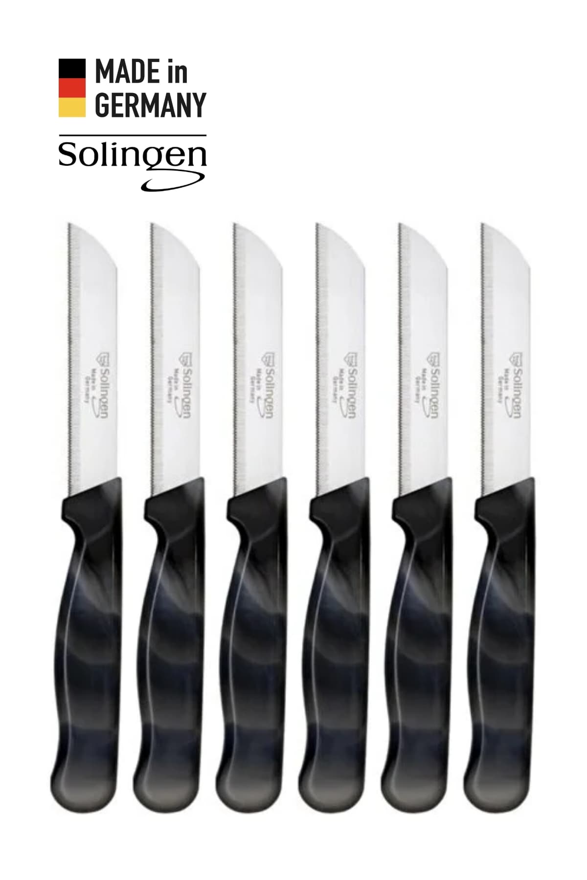 Solingen 6’lı Tırtıklı Ebruli Siyah Meyve Bıçağı