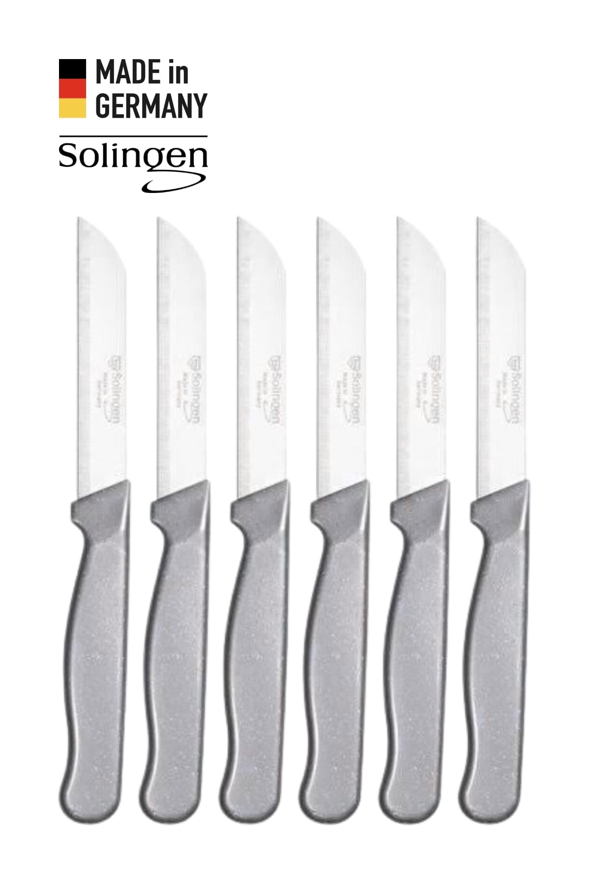 Solingen 6’lı Tırtıklı Simli Gri Meyve Bıçağı