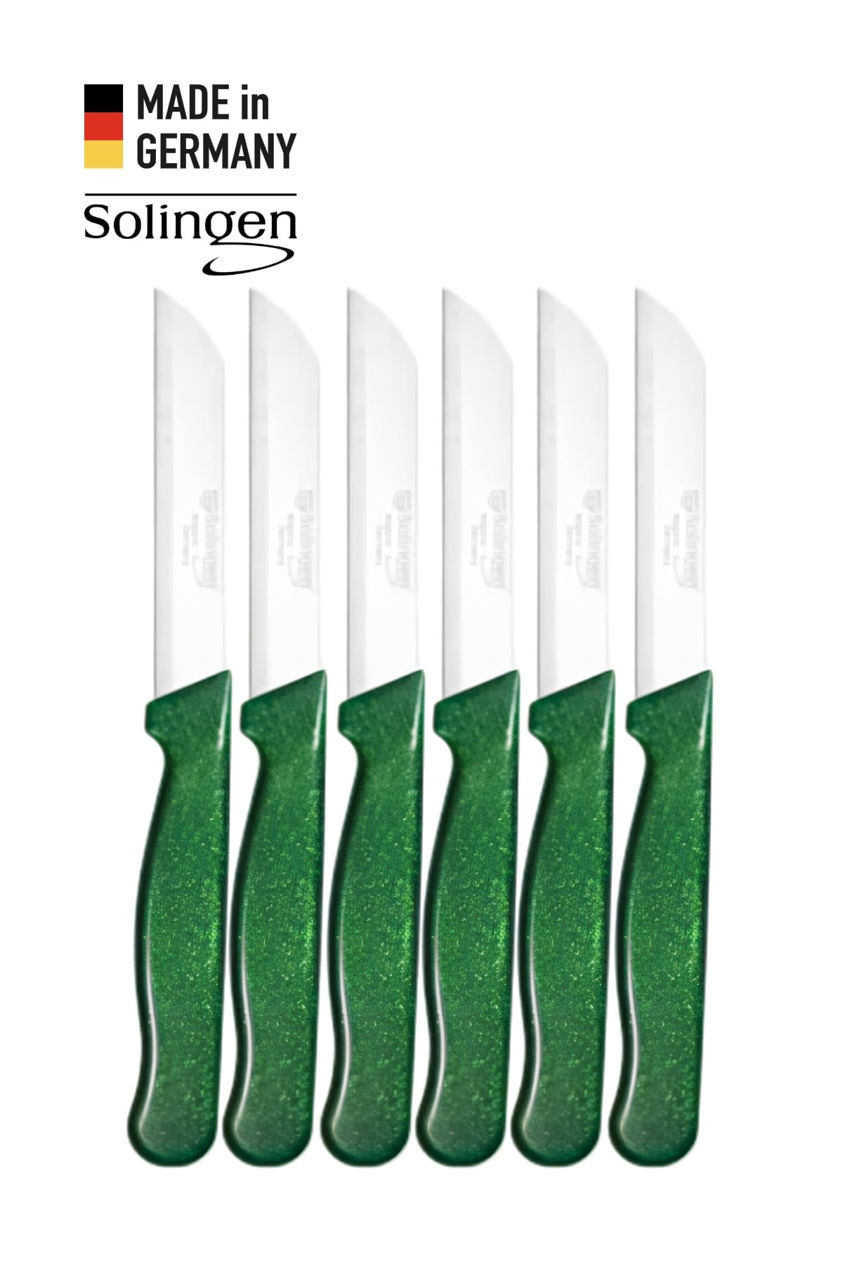 Solingen 6'lı Tırtıklı Simli Yeşil Meyve Bıçağı