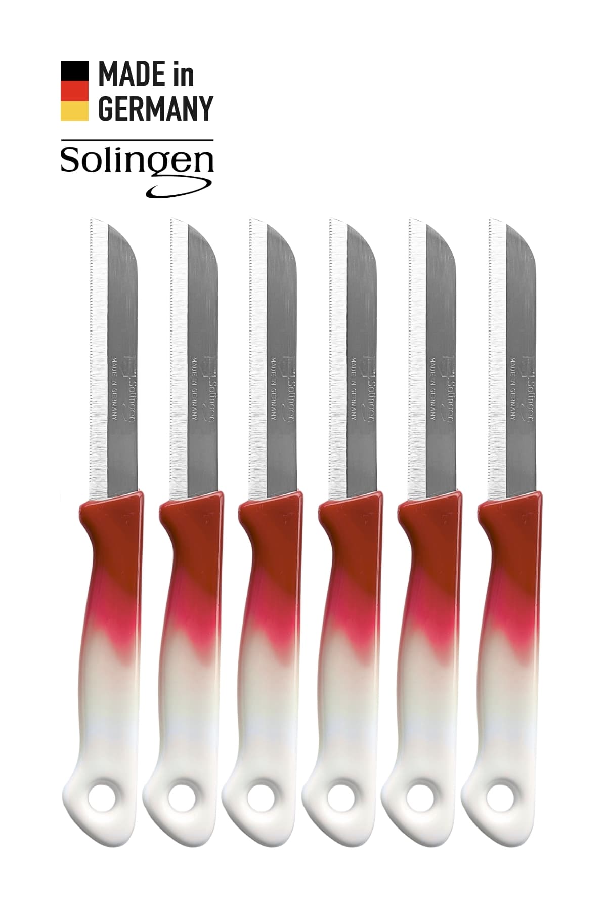 Solingen 6’lı Tırtıklı Geçişli Bordo Meyve Bıçağı