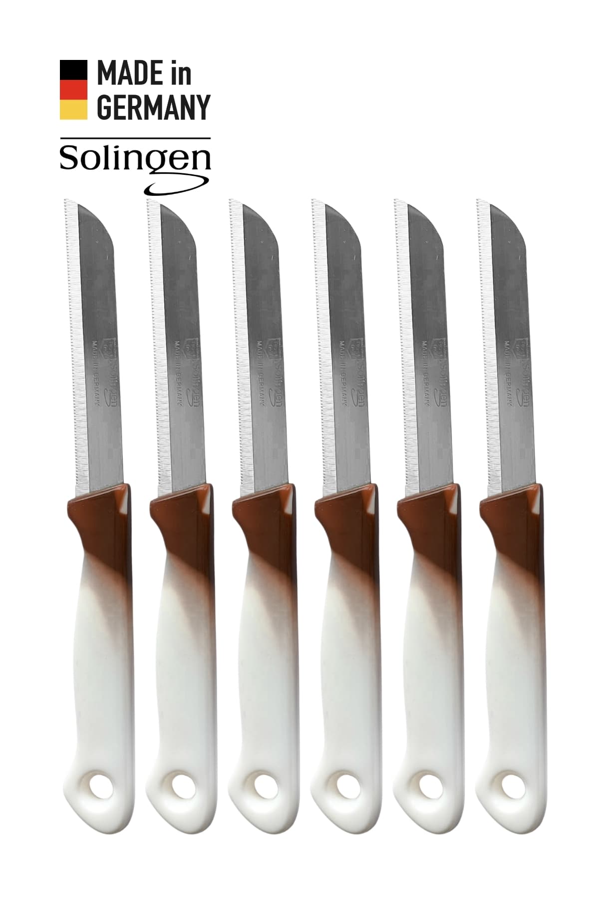 Solingen 6’lı Tırtıklı Geçişli Kahverengi Meyve Bıçağı