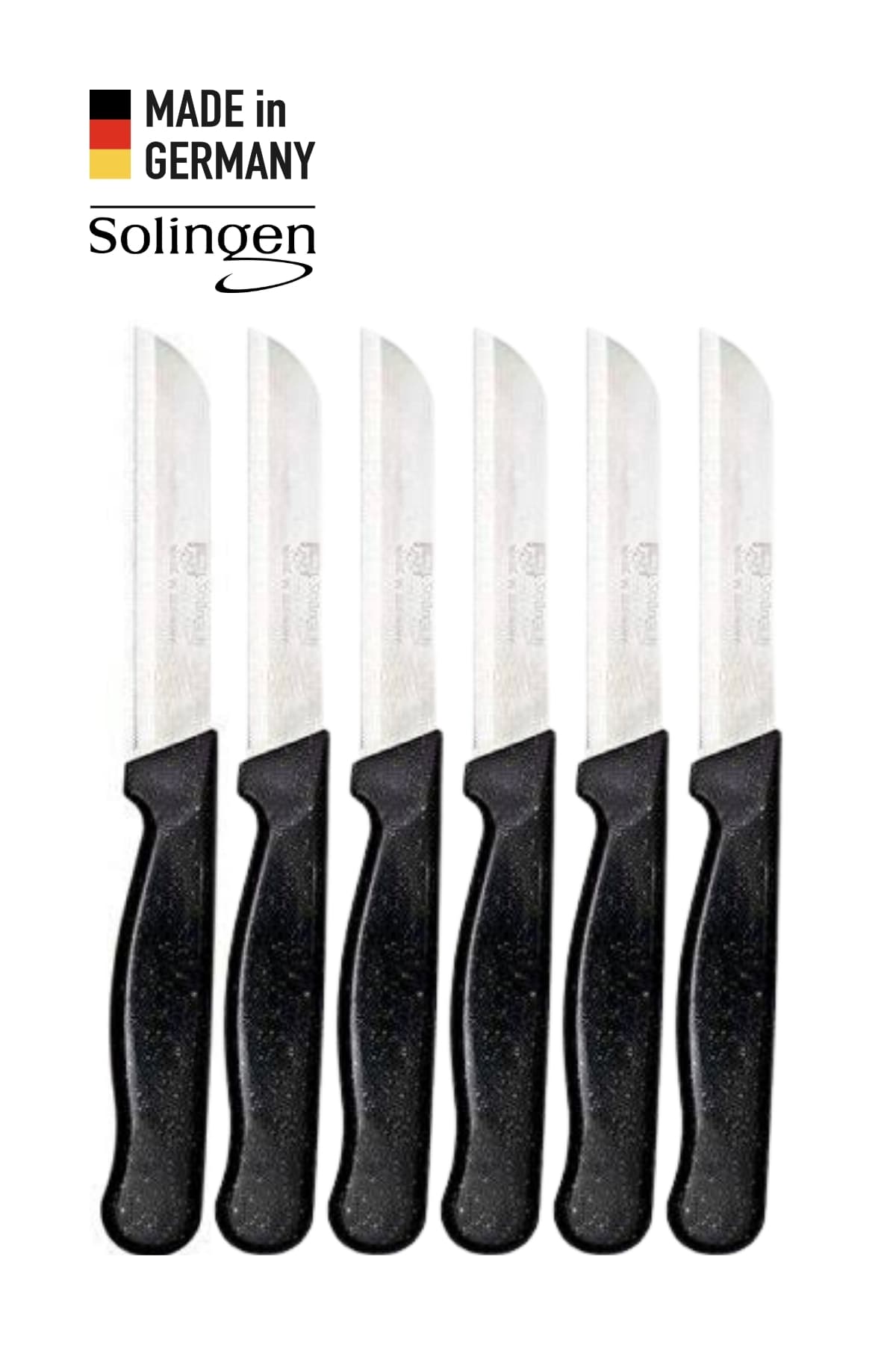 Solingen 6’lı Tırtıklı Simli Siyah Meyve Bıçağı