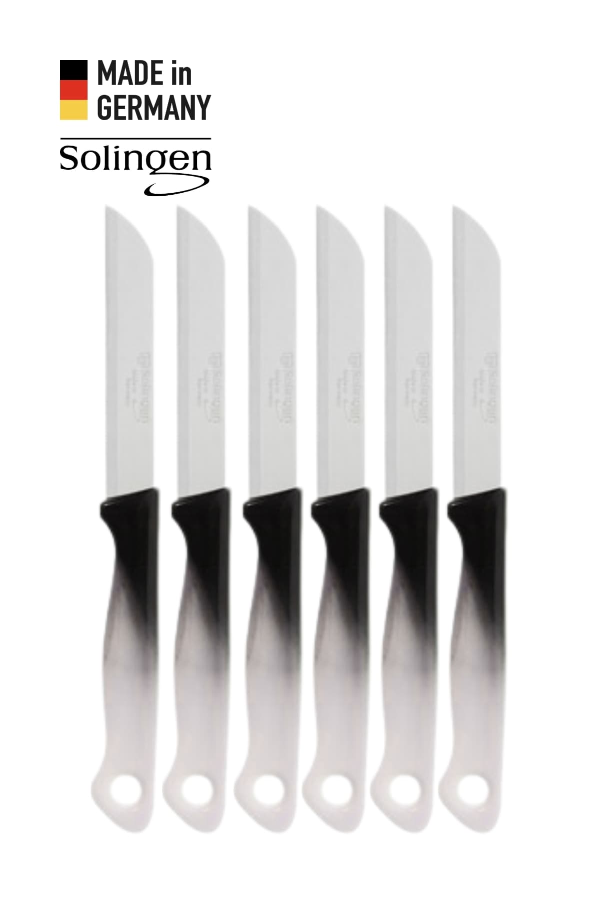 Solingen 6’lı Tırtıklı Geçişli Siyah Meyve Bıçağı