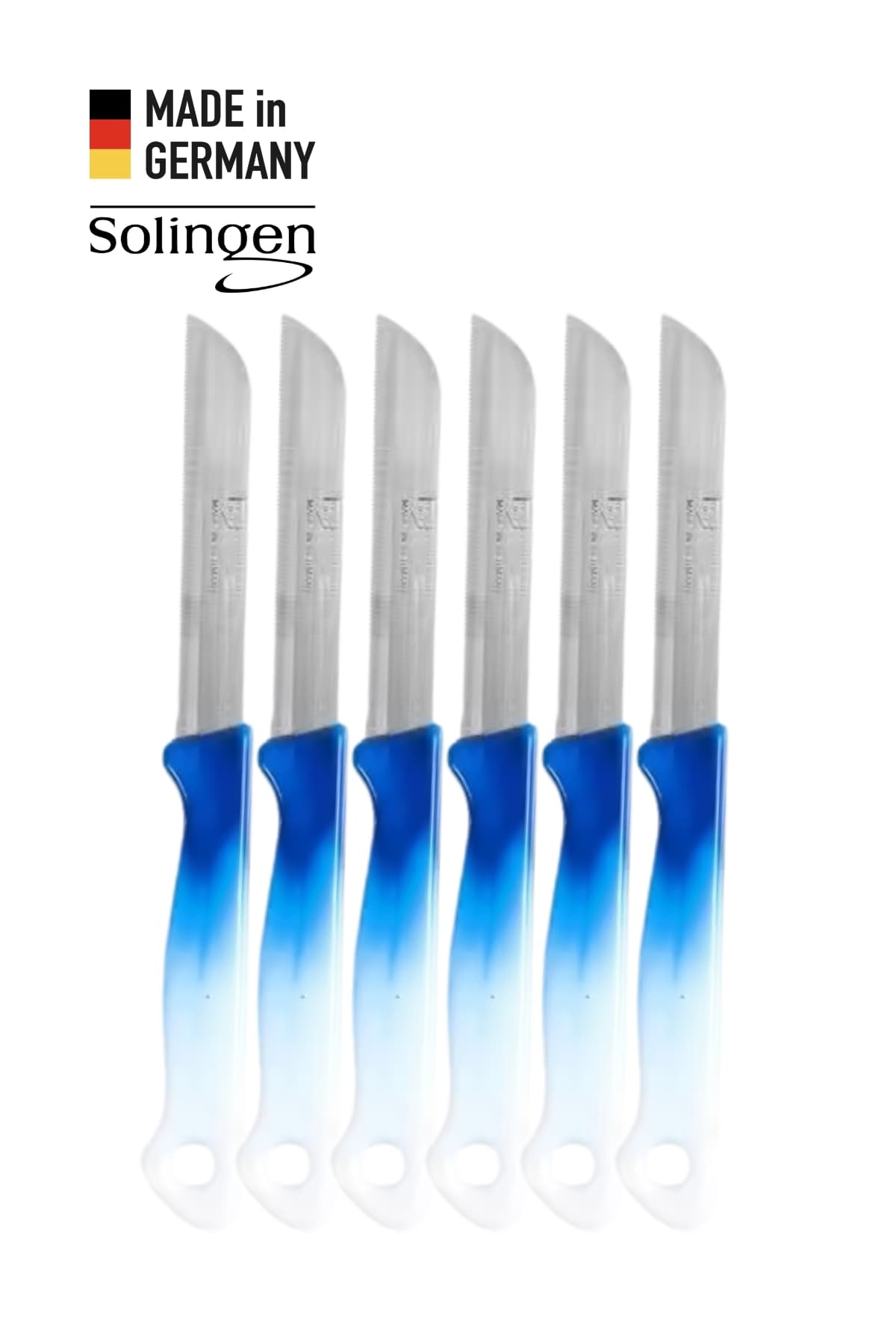 Solingen 6’lı Tırtıklı Geçişli Mavi Meyve Bıçağı