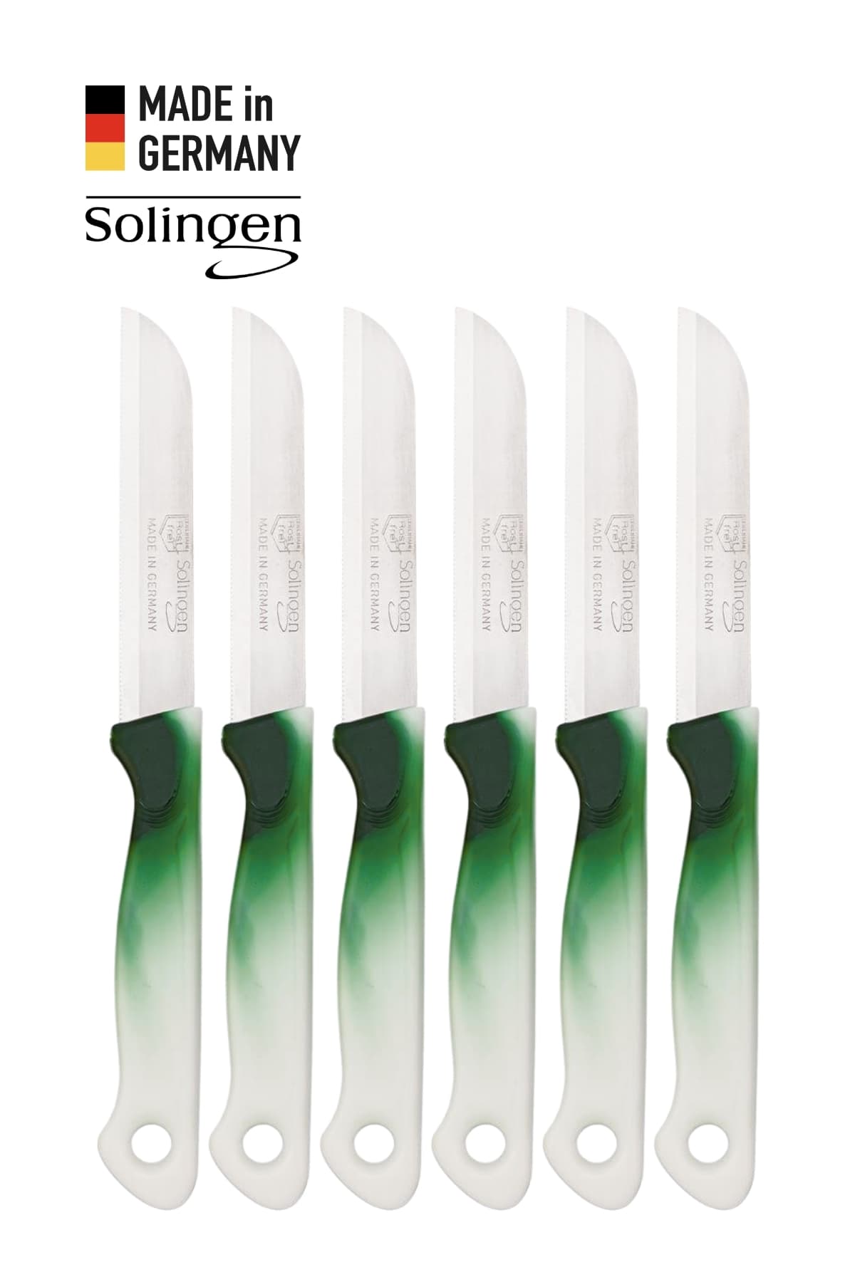 Solingen 6’lı Tırtıklı Geçişli Koyu Yeşil Meyve Bıçağı