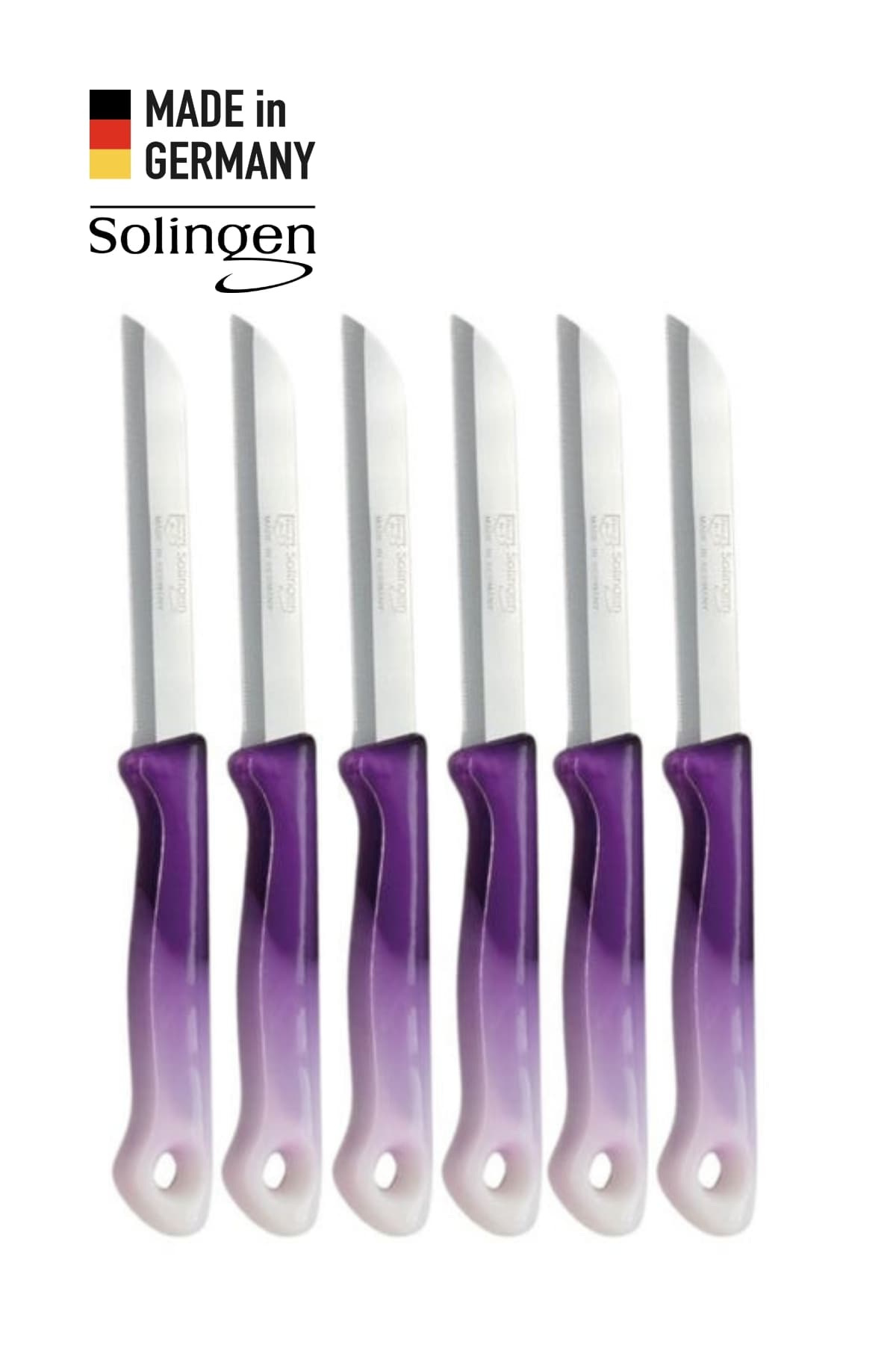Solingen 6’lı Tırtıklı Geçişli Mor Meyve Bıçağı